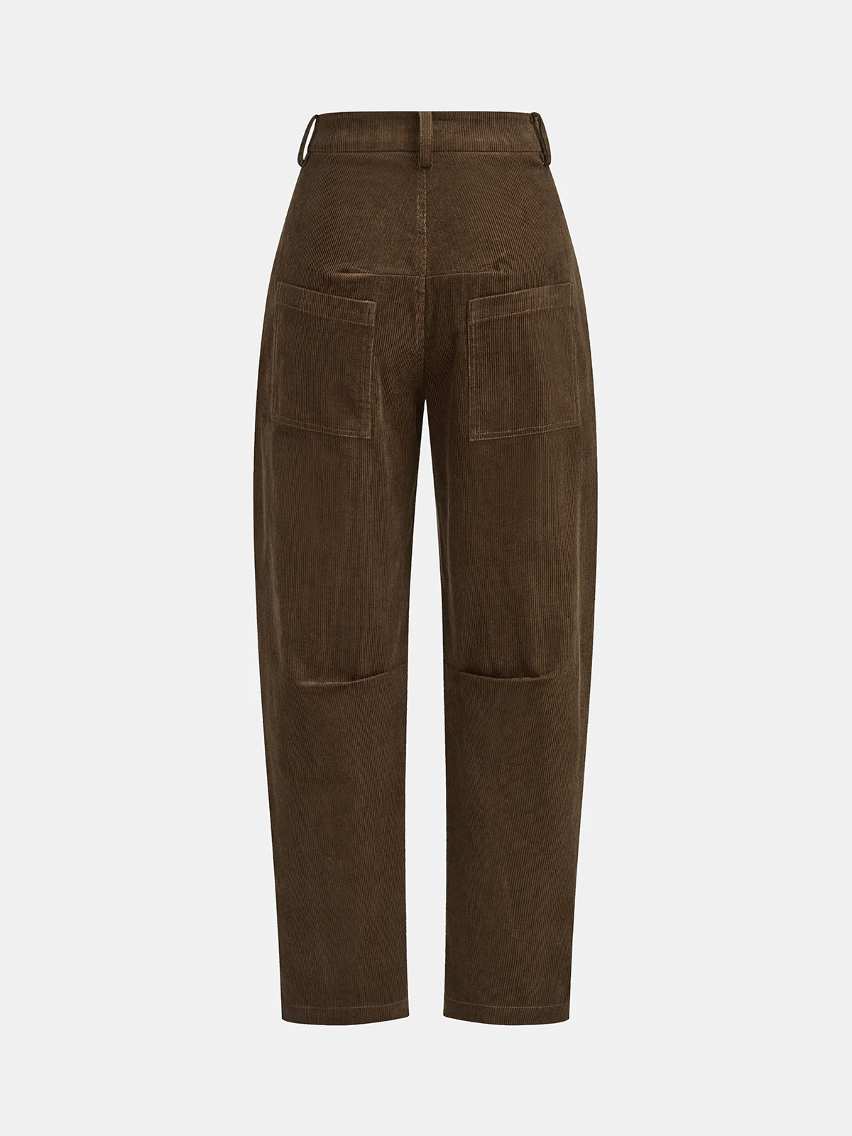 Corduroy Mid-Waist Curved-Leg Pants