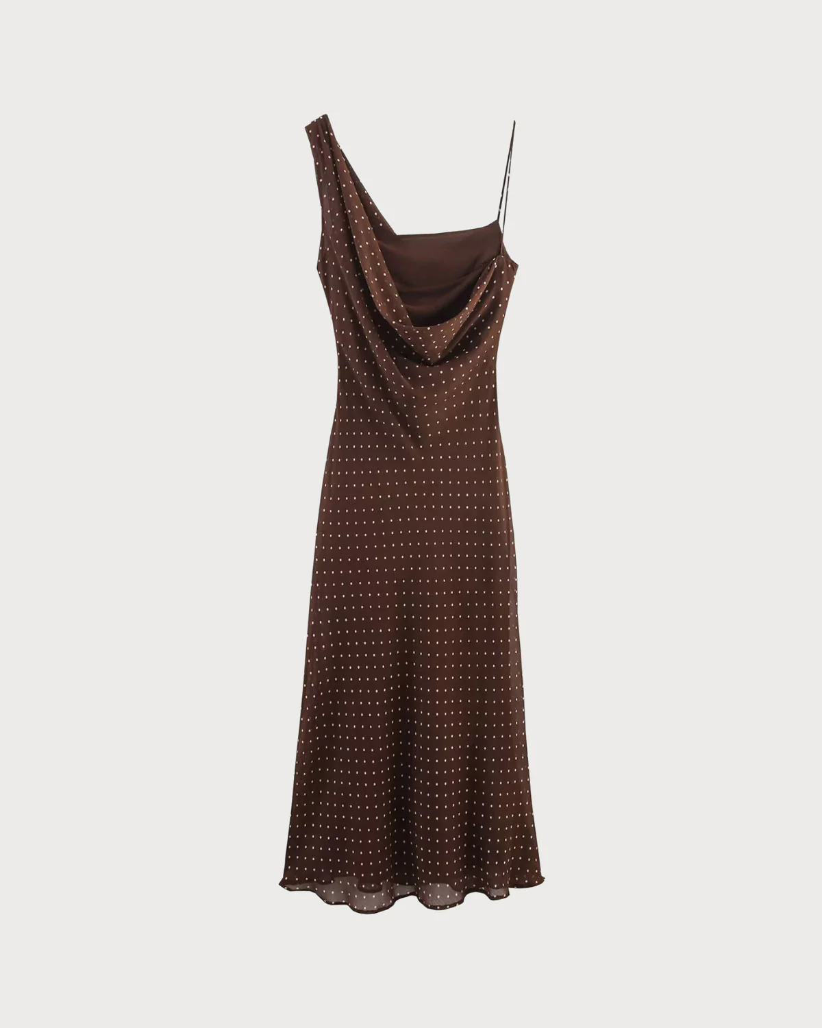 Coffee Polka Dot Slip Maxi Dress