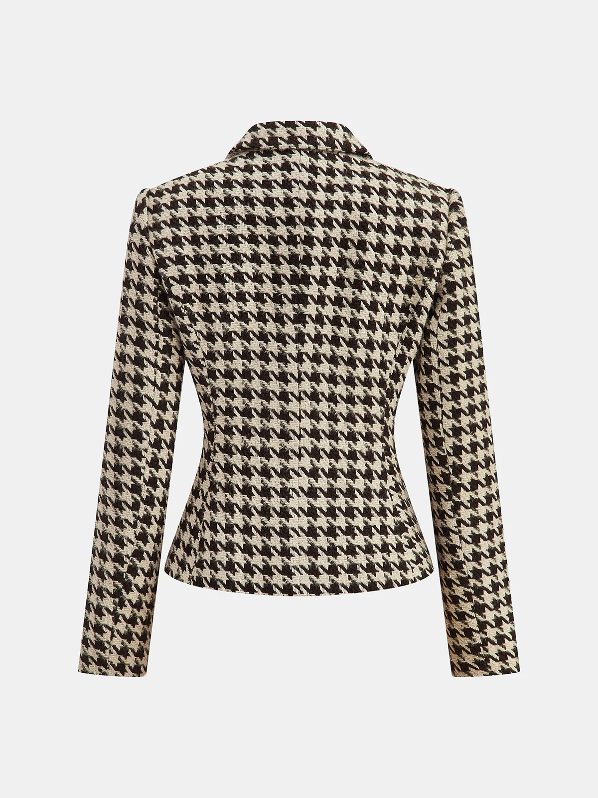 Metal Button Houndstooth Tweed Blazer