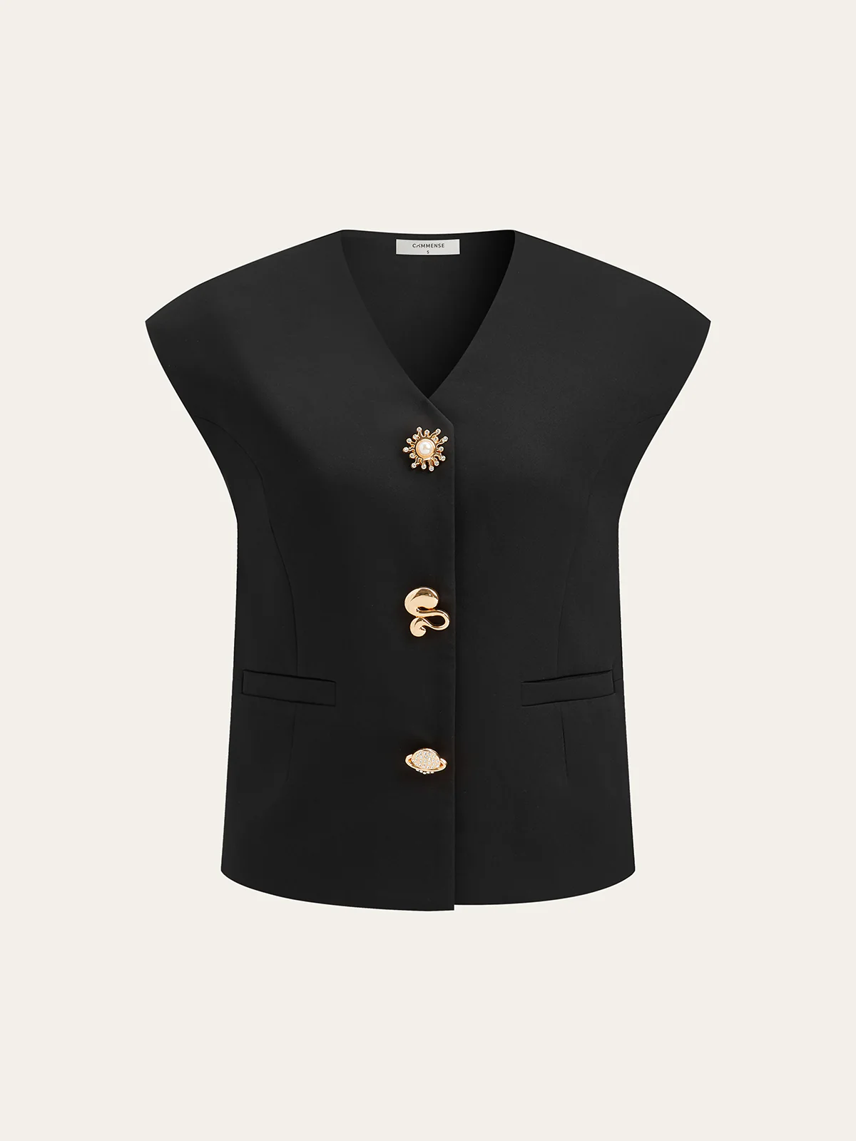 Metal Detail Cap Sleeve Vest