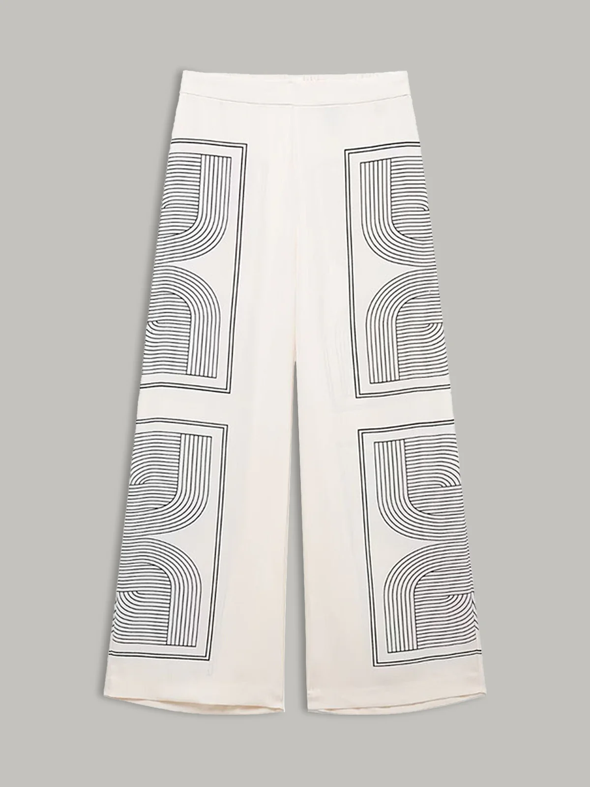 Mid-Waist Geometric Print Wide-Leg Pants