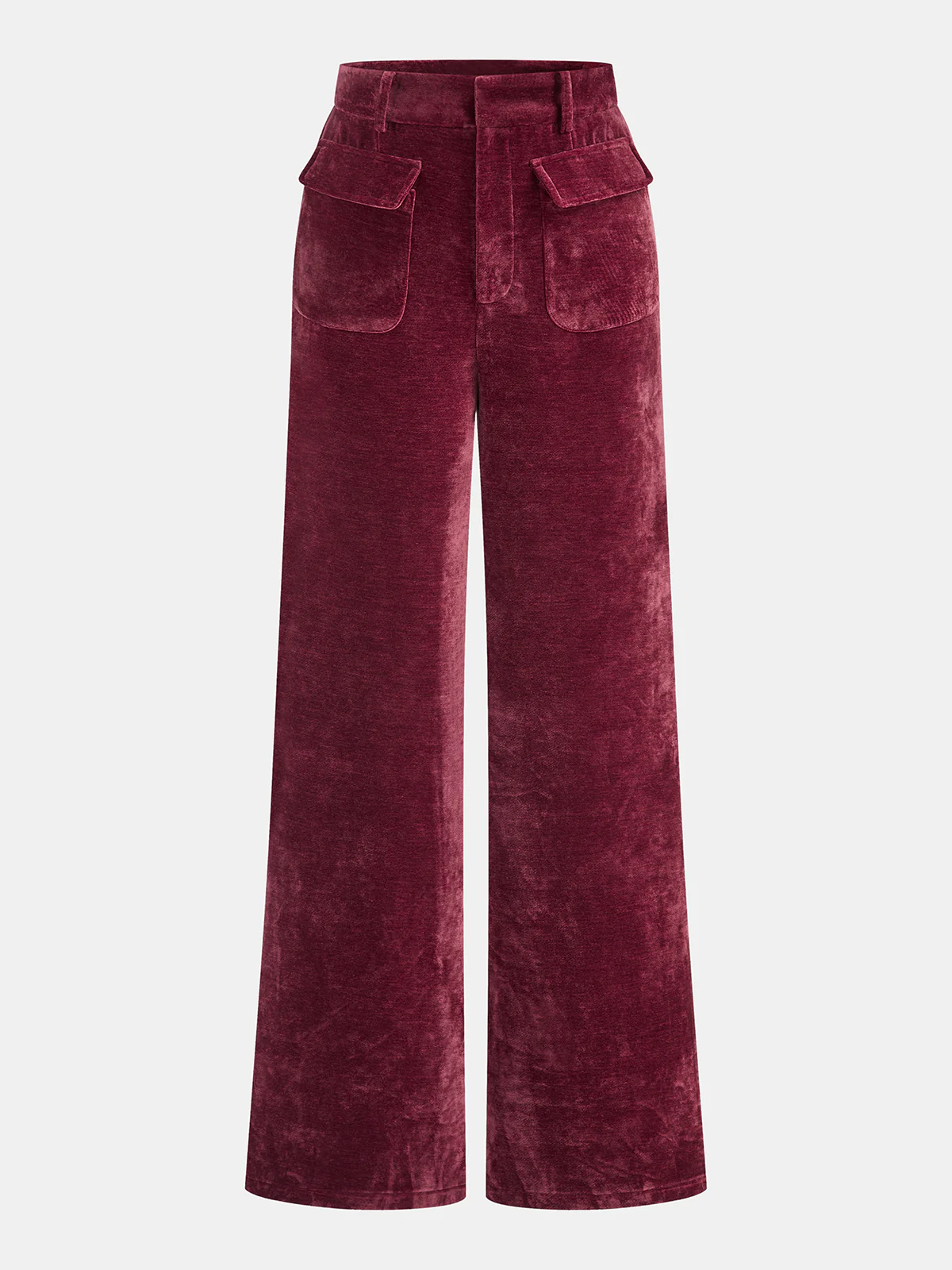 Velvet Pocket Straight-Leg Pants