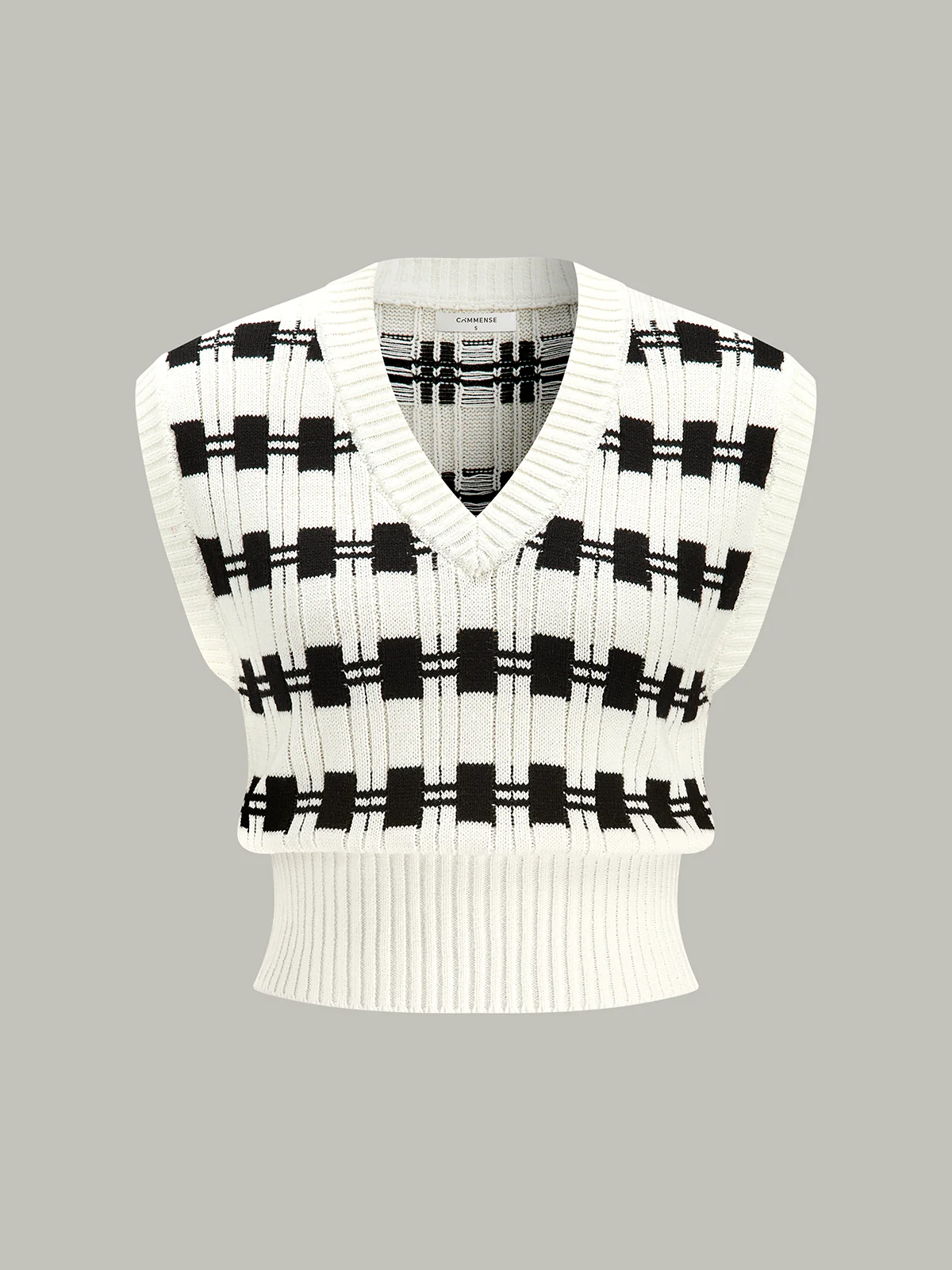 V-neck Plaid Sweater Vest