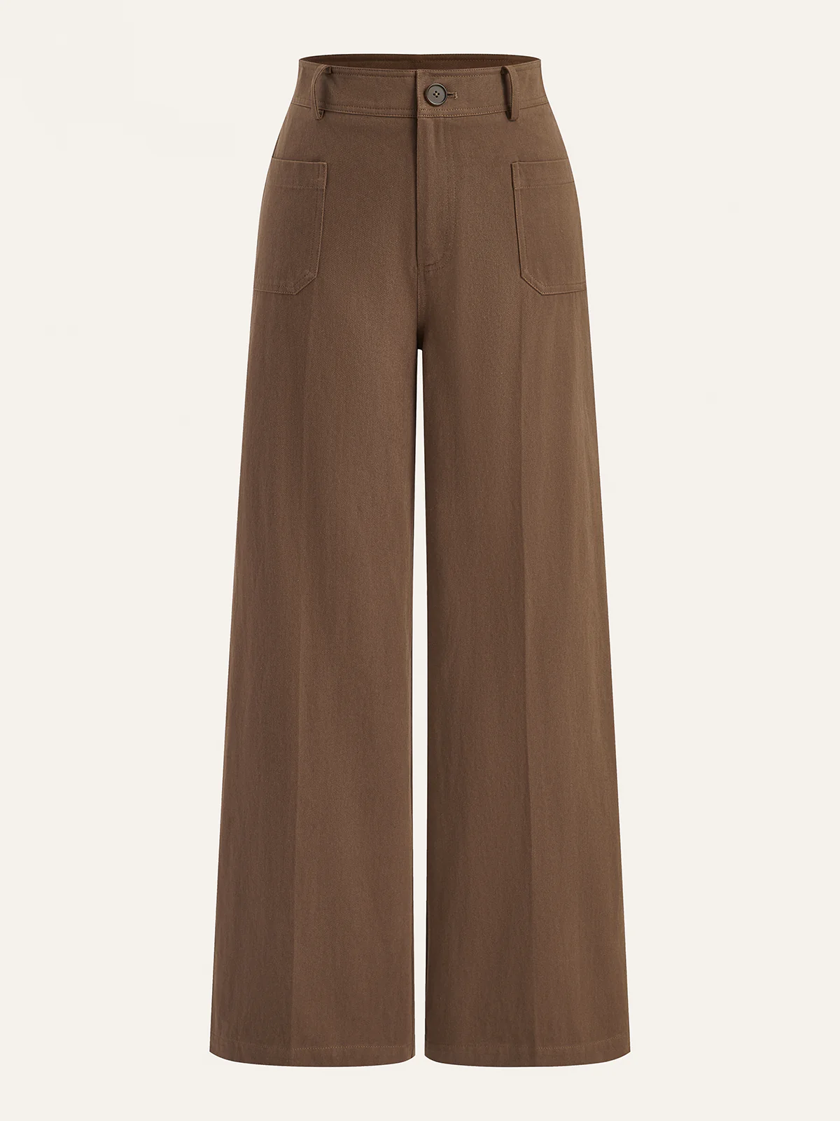 Cotton Mid-Waist Wide-Leg Pants