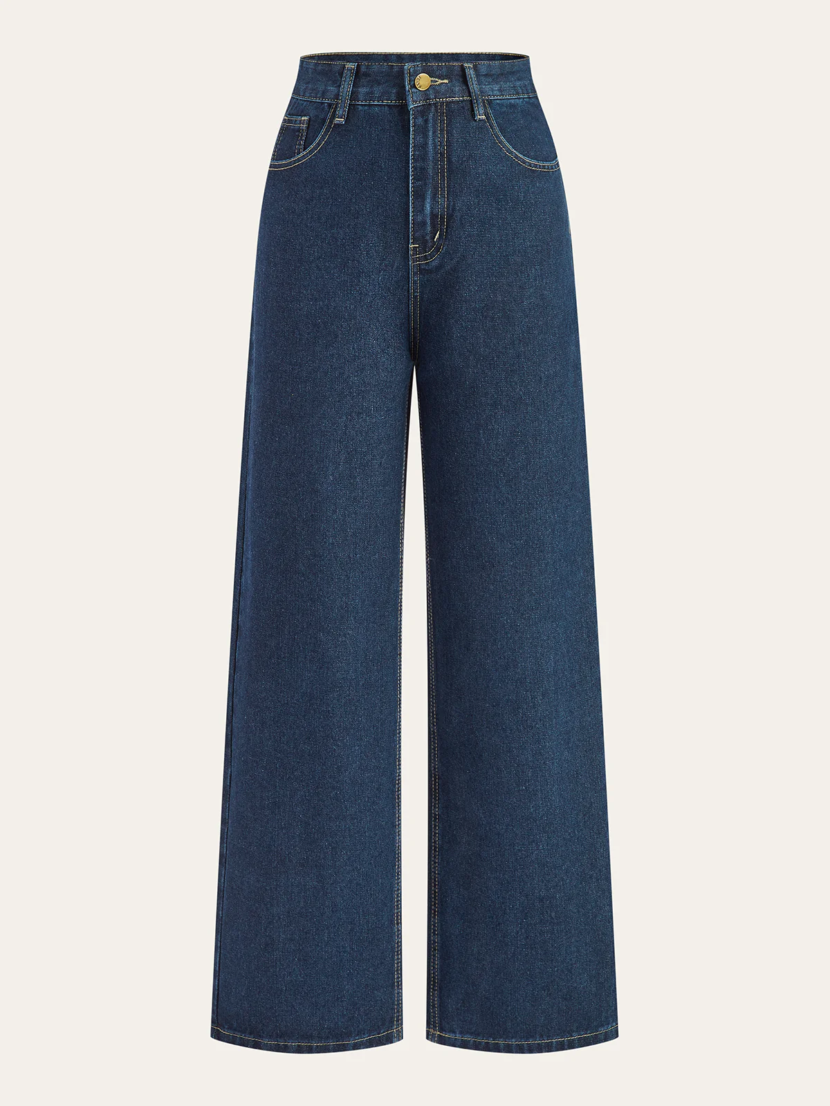 Mid-Waisted Wide-Leg Denim Pants