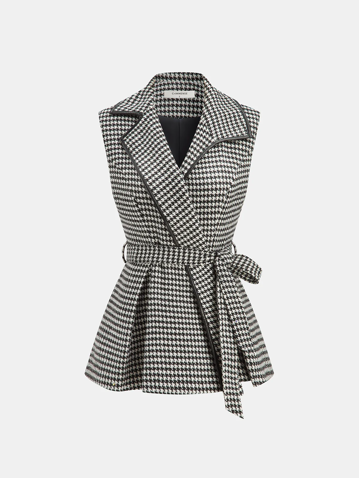 Houndstooth Tweed Belted Vest