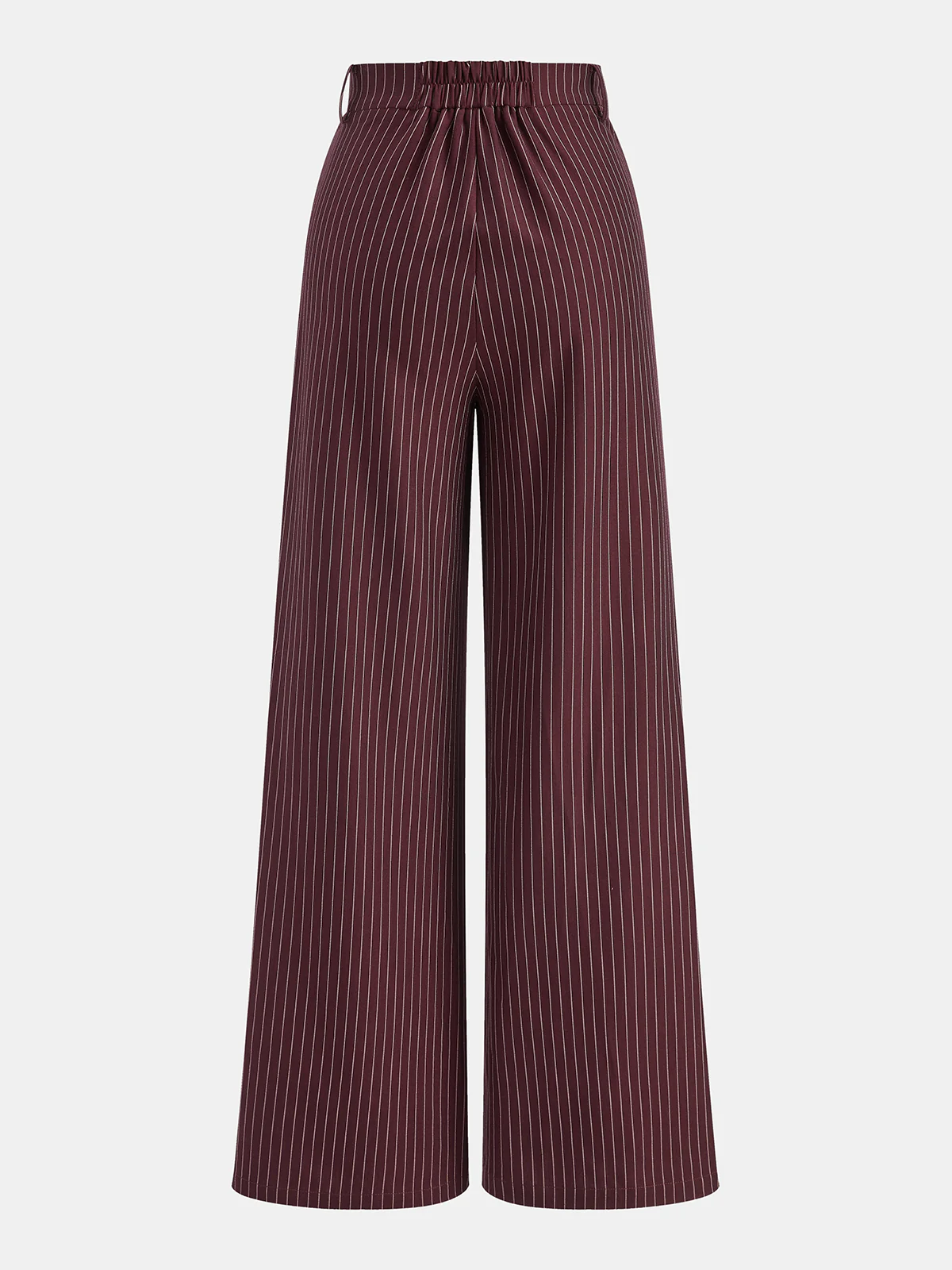 Asymmetric Waistband Pinstripe Wide-Leg Pants