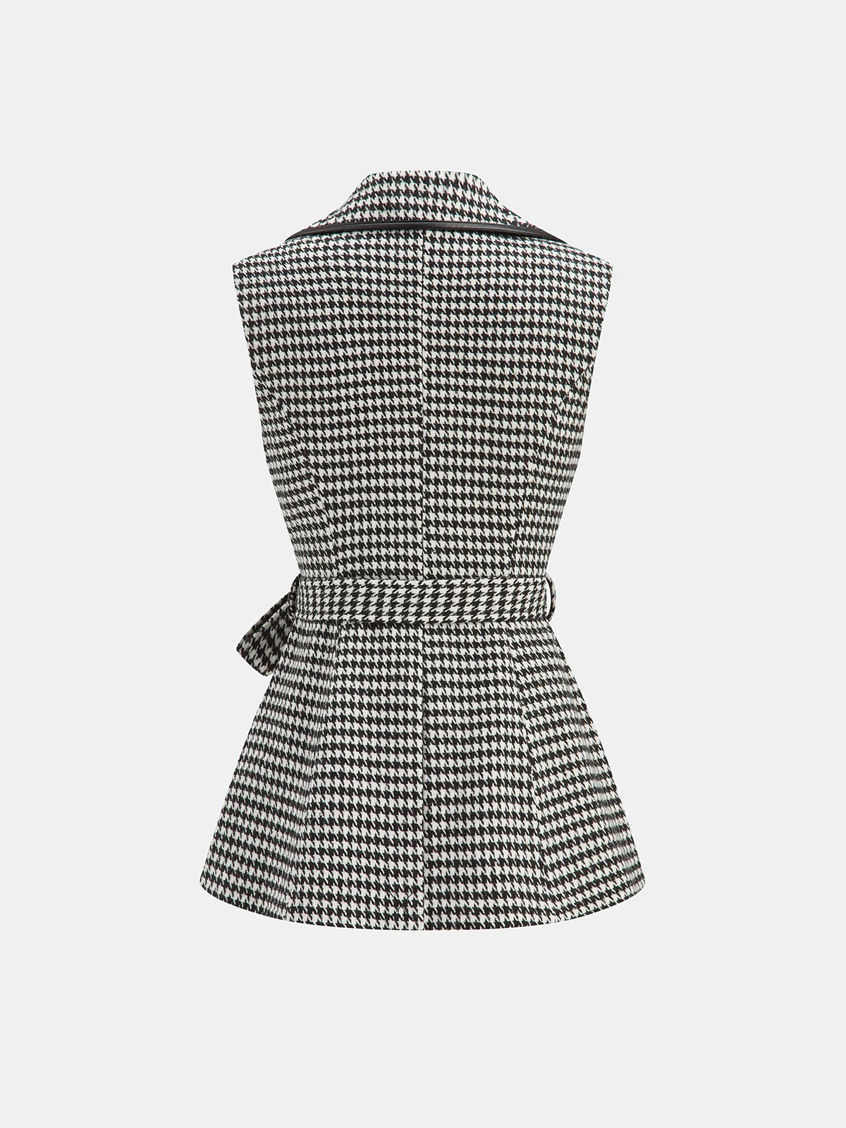Houndstooth Tweed Belted Vest