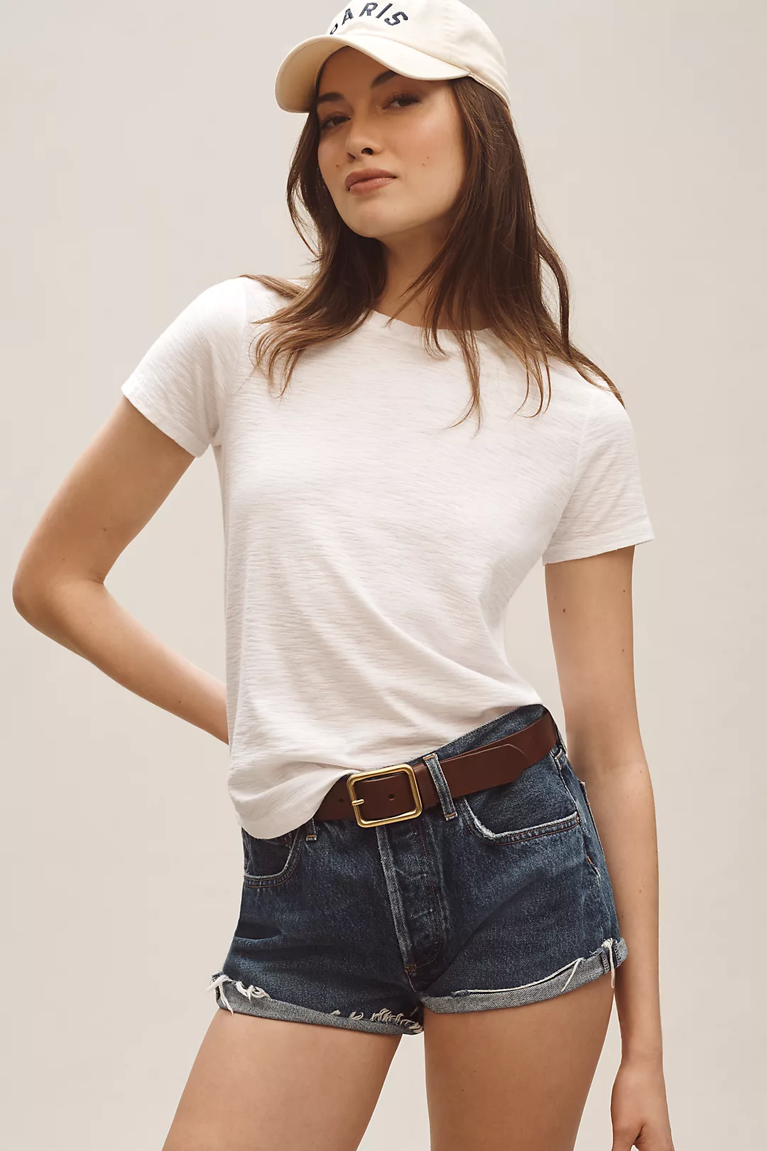 The Bennie Slim Crewneck Cotton-Slub Tee by Pilcro